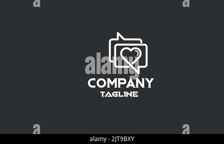 minimal love chatting logo template Stock Vector