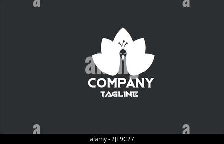 minimal lotus peacock logo template Stock Vector