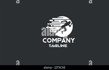 minimal pixel run logo template Stock Vector
