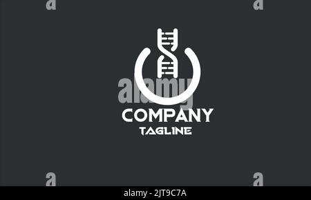 minimal power DNA logo template Stock Vector