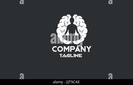minimal brain yoga logo template Stock Vector