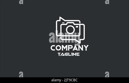 minimal camera chat logo template Stock Vector