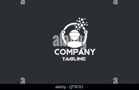 minimal virtual reality logo template Stock Vector