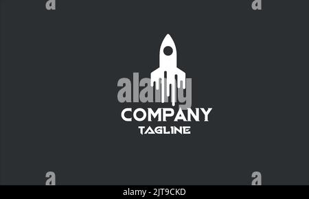 minimal pixel rocket logo template Stock Vector