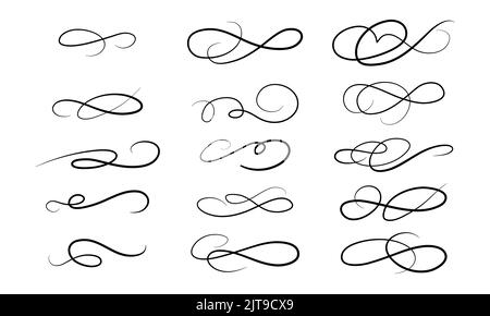 Underline swishes tail collection. Swoosh element for sport, logo design. Vector hand drawn illustration Stock Vector