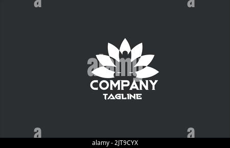 minimal lotus yoga logo template Stock Vector