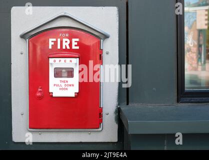 Fire alarm on a building in Boston, MA Stock Photo