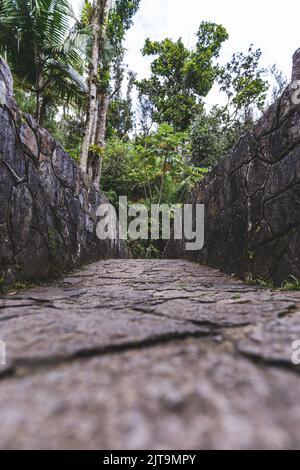 Stone bridge at Abandon Bano Grande Swim area in El Yunque National Forest, Puerto Rico Stock Photo