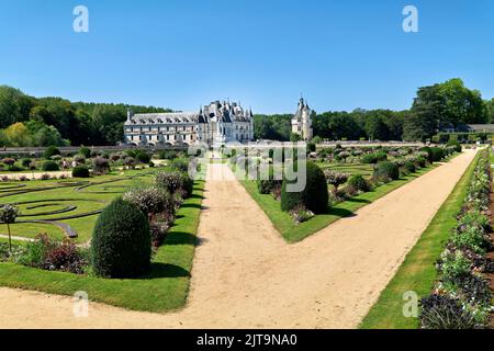 Chateau de Chenonceau. France. The gardens Stock Photo