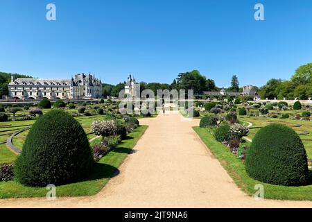 Chateau de Chenonceau. France. The gardens Stock Photo