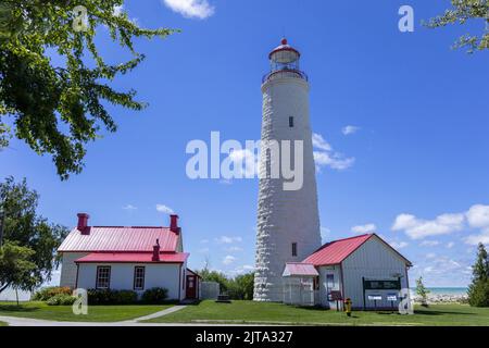 Point Clark Lighthouse Built In 1859 On The Shores Of Lake Huron Ontario Canada A Stone Built Great Lakes Lighthouse A National Historic Site of Canad Stock Photo