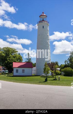 Point Clark Lighthouse Built In 1859 On The Shores Of Lake Huron Ontario Canada A Stone Built Great Lakes Lighthouse National Historic Site of Canada Stock Photo