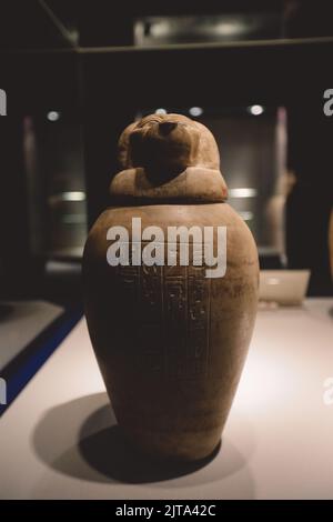 Luxor, Egypt - November 13, 2020:  Ancient Egyptian Exhibits of the  archaeological Mummification Museum in Upper Egypt Stock Photo