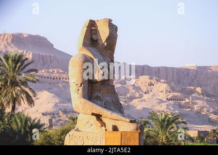 Luxor, Egypt - November 13, 2020: Local Egyptian Buildings and Sightseeing places near the main Road Stock Photo