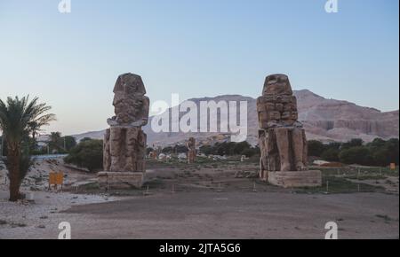 Luxor, Egypt - November 13, 2020: Local Egyptian Buildings and Sightseeing places near the main Road Stock Photo