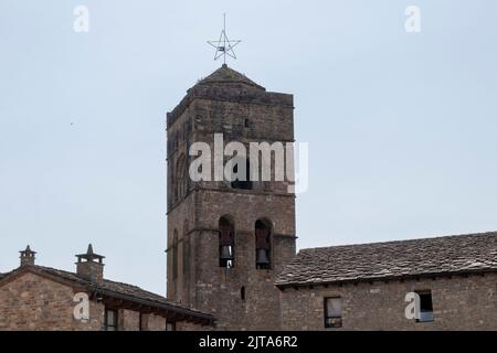 ainsa church in the spanish pyrenees Stock Photo