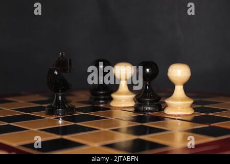 Different pieces of chess found on the chessboard Stock Photo