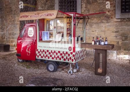 Lisbon, Portugal - September 20, 2014: Van Wine Vendor in the grounds of castle, wine with a view Stock Photo