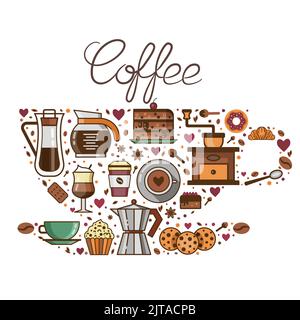 Coffee Icons Print Stock Vector