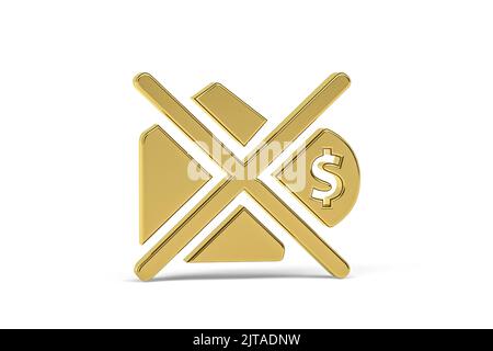 Golden 3d poverty icon isolated on white background - 3d render Stock Photo