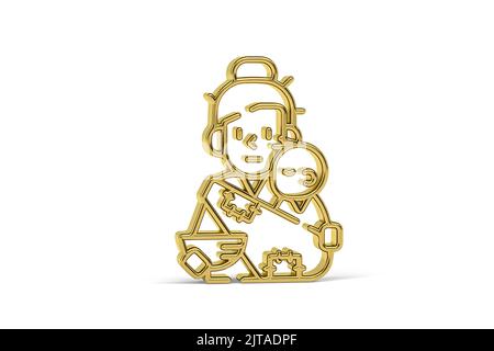 Golden 3d poverty icon isolated on white background - 3d render Stock Photo