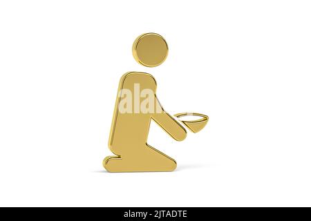 Golden 3d poverty icon isolated on white background - 3d render Stock Photo