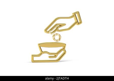 Golden 3d poverty icon isolated on white background - 3d render Stock Photo