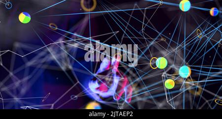 A global network blockchain. Neural networks and artificial intelligence. Stock Photo