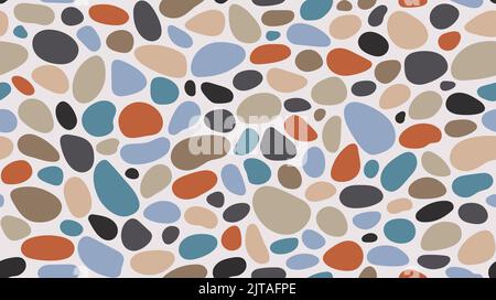 Pebble seamless pattern. Smooth stones background. Cobblestone paving texture. Sea or river pebbles repeating wallpaper. Vector  Stock Vector