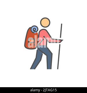 Backpacker Related Vector Filled Outline Icon Stock Vector