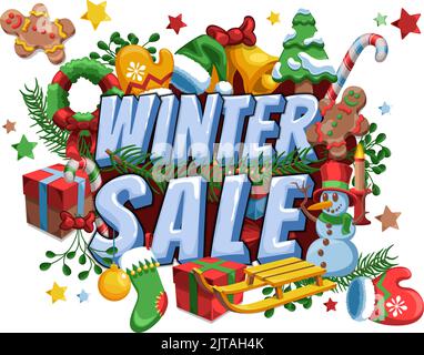 Winter Sale Christmas yuletide Themed Vector Design Logotype Stock Vector