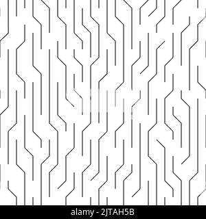 Seamless vector black and white hi-tech pattern of thin lines.Stock seamless vector simple linear pattern of thin black lines isolated on a white Stock Vector