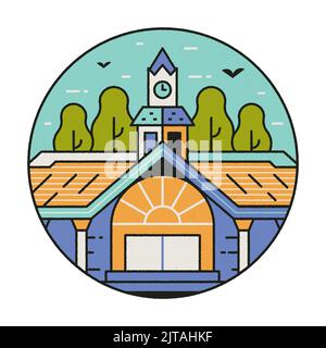 Museum or College Cultural Landmark Circle Icon Stock Vector