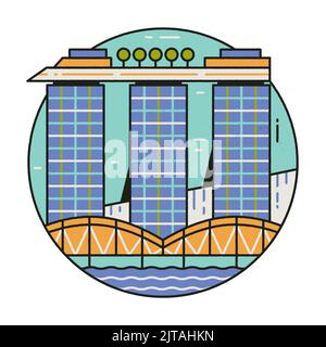 Singapore Marina Bay Sands Circle Line Icon Stock Vector