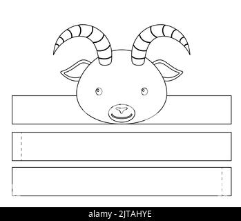 Printable goat paper crown. Diy cut party ribbon template for birthday ...