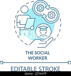 Social worker turquoise concept icon Stock Vector