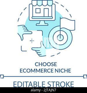 Choose ecommerce niche turquoise concept icon Stock Vector