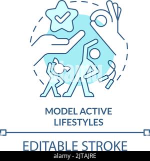Model active lifestyles turquoise concept icon Stock Vector