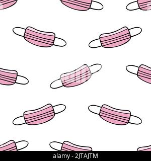 Medical face masks. Seamless vector pattern. An endlessly repeating ornament. Personal protective equipment against viral infection. Medical products Stock Vector