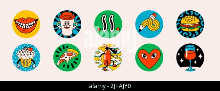 Cartoon vector abstract highlights covers for a social media stories. Stock Vector