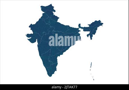 India vector map illustration with road map , India states map, India vehicle road map illustration Stock Vector