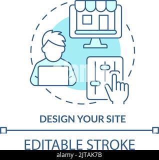 Design your site turquoise concept icon Stock Vector