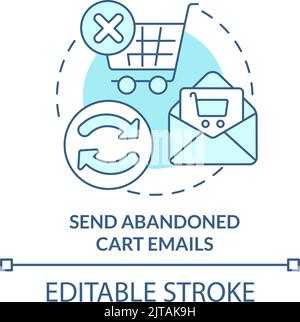 Send abandoned cart emails turquoise concept icon Stock Vector