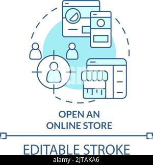Open online store turquoise concept icon Stock Vector