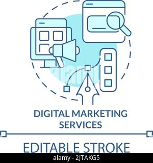 Digital marketing services turquoise concept icon Stock Vector