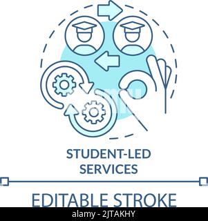 Student-led services turquoise concept icon Stock Vector