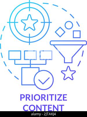 Prioritize content blue gradient concept icon Stock Vector