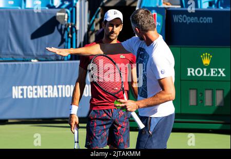 Cincinnati, USA. 09th Aug, 2019. NOVAK DJOKOVIC (SRB) training with Goran Ivanisevic during Western and Southern Open Cincinnaty USA 2019 Credit: Independent Photo Agency/Alamy Live News Stock Photo