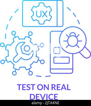 Test on real device blue gradient concept icon Stock Vector