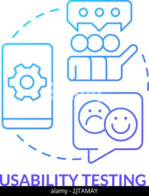 Usability testing blue gradient concept icon Stock Vector
